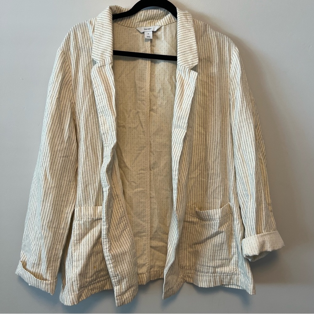 Cotton white with Black striped Blazer